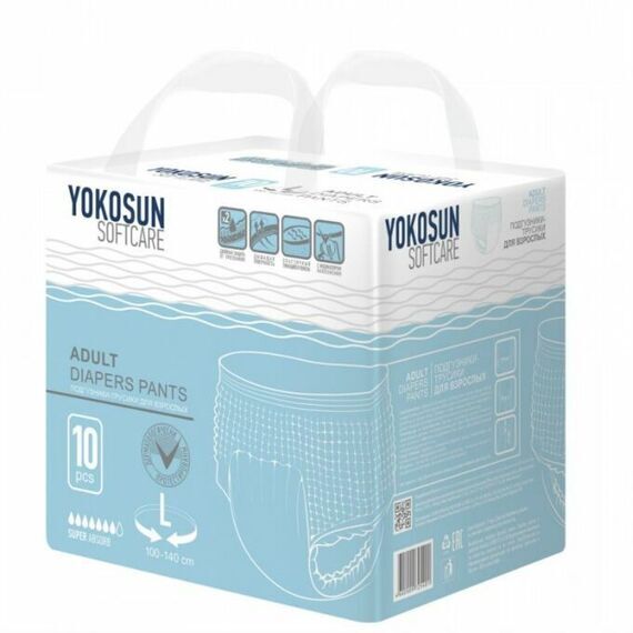 Yokosun Трусики для взрослых, размер L 100-140 см 10 шт (7 капель)